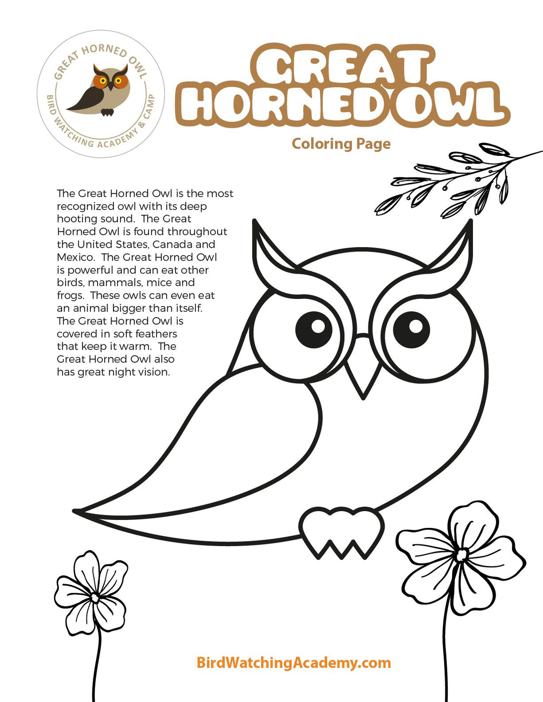 Great Horned Owl Coloring Page