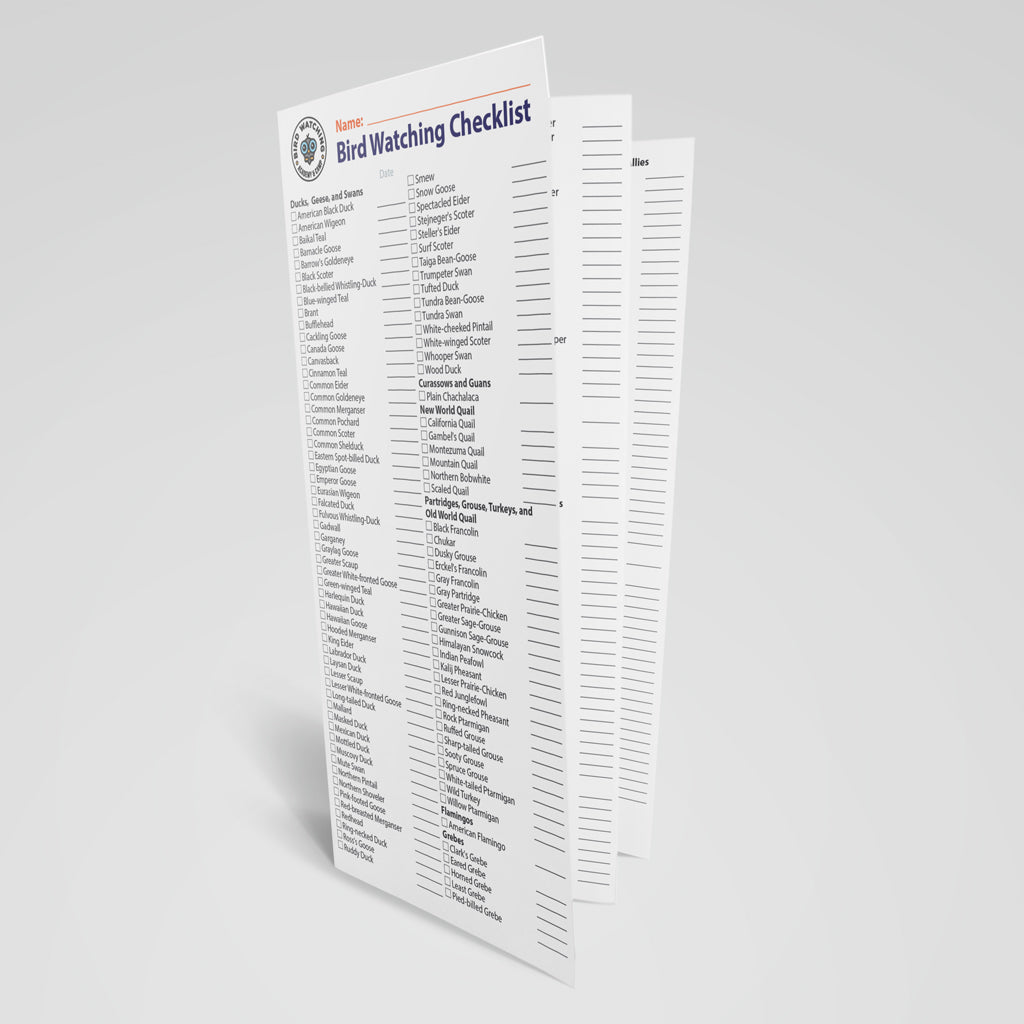 Bird Watching Life List Checklist